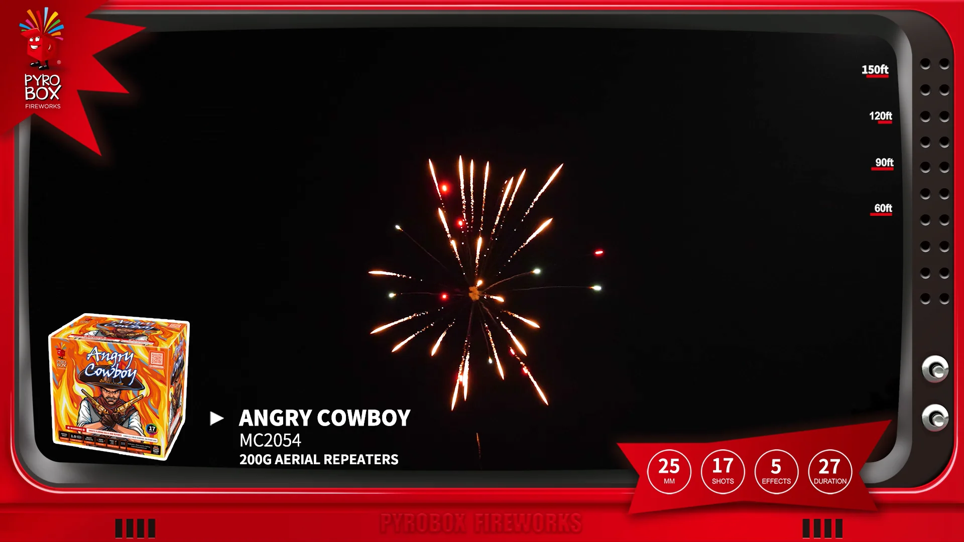 MC2054 ANGRY COWBOY | 200 Gram Aerial by Pyro Box Fireworks | Videos ...