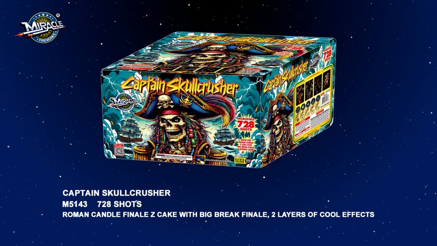 M5143 CAPTAIN SKULLCRUSHER | 728 Shot 500 Gram Zipper Cake By