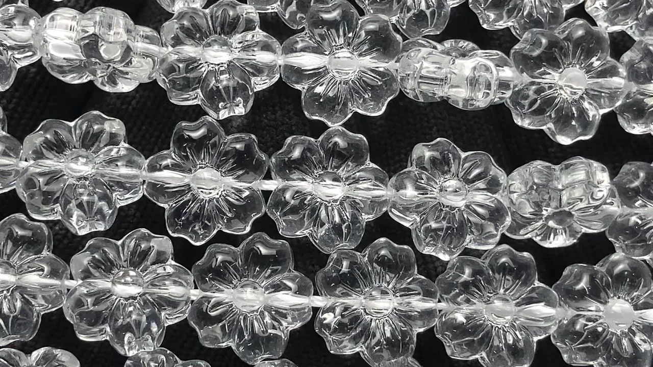 クリスタル（溶錬水晶） フラワー（お花）13×13mm 1連｜天然石ビーズの