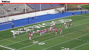 Runner hits the pylon with the ball airborne but was he out prior to the goal line and did the ball come up first.