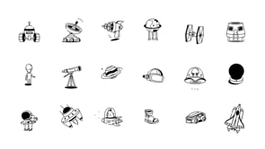 Animated Space Drawing Art Set, an Outline Icon by Vectors Market (Thumbnail 4 of 4)