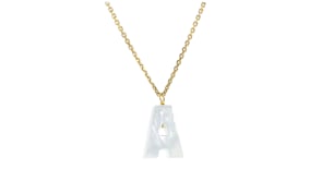 Mother-of-Pearl Initial Necklace in 18kt Gold Over Sterling