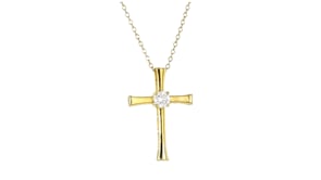 .50 Carat Lab-Grown Diamond Cross Pendant Necklace in 18kt Gold Over Sterling