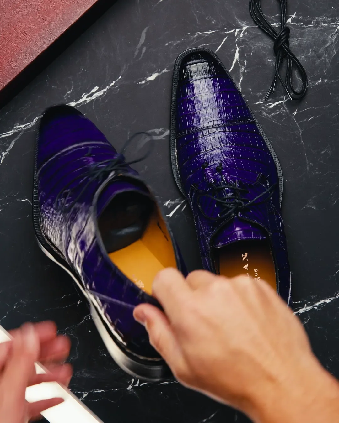 Mezlan Giovane Fuscus Crocodile Cap Toe Derby Purple (Exclusive