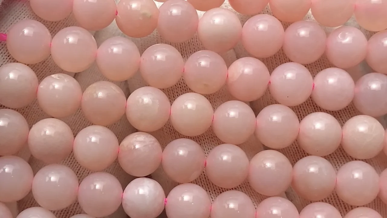 ピンクオパール ラウンド6mm 半連/1連｜天然石ビーズの卸問屋・通販
