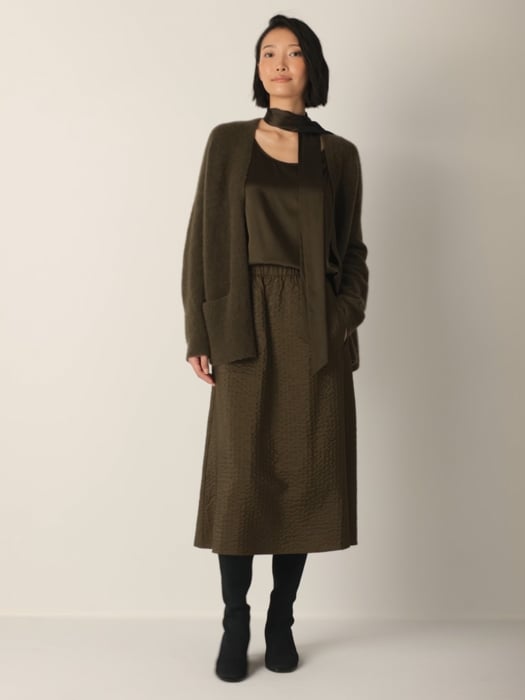 Quilted Silk A-Line Skirt | EILEEN FISHER