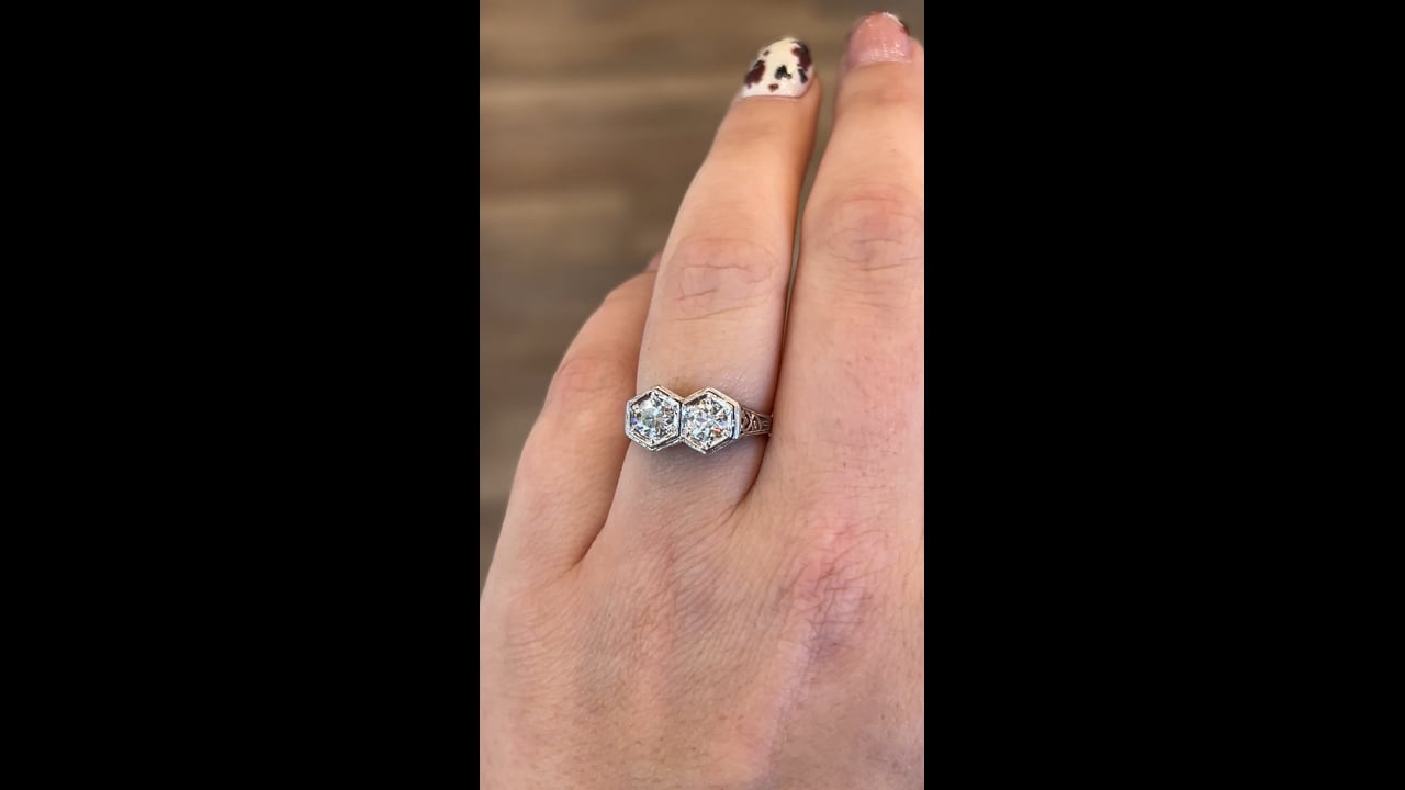 Antique Toi Et Moi Engagement Ring 18k White Gold – Filigree