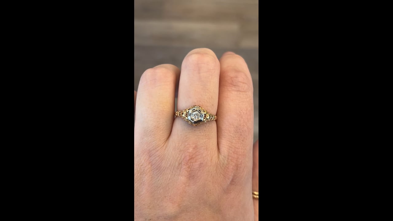14 Vintage Retro Diamond Filigree Engagement Ring 14k – Filigree 