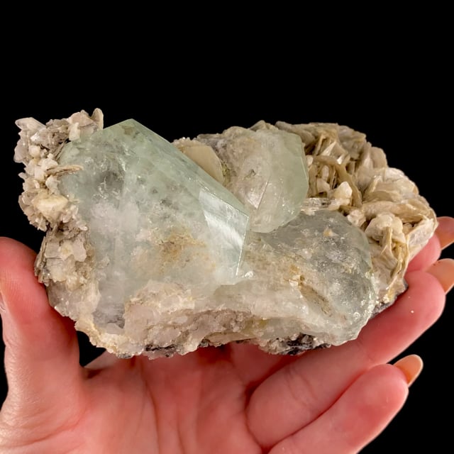 Beryl var: Aquamarine on Muscovite | Pingwu Beryl Mine, Huya township ...