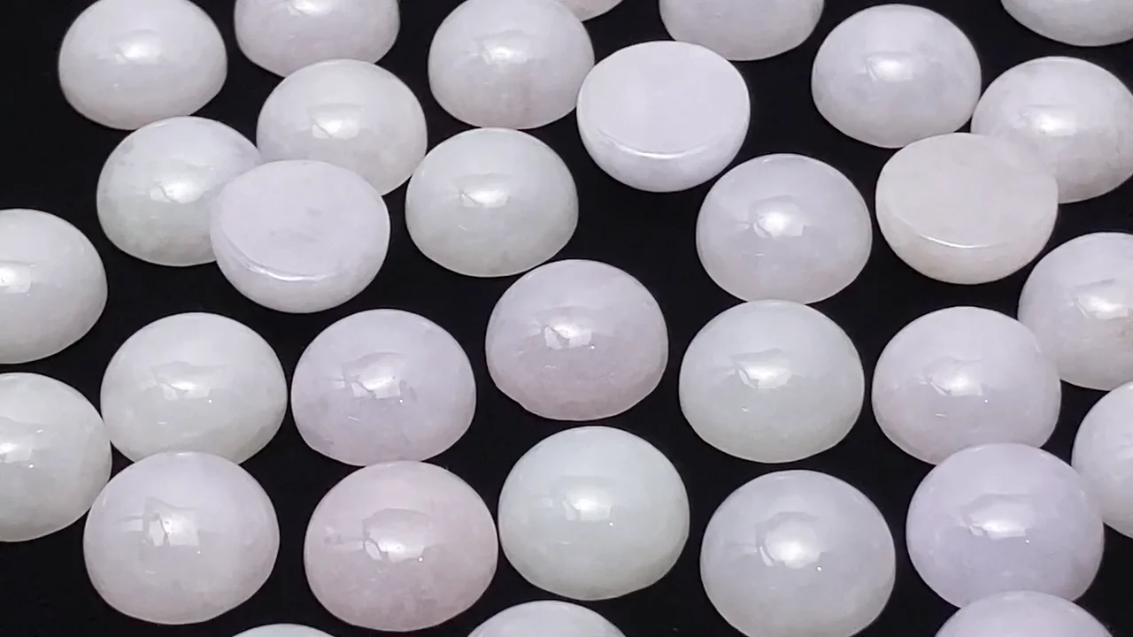 動画】ラベンダー翡翠(ジェイダイト)AAA ラウンド カボション12×12mm 1