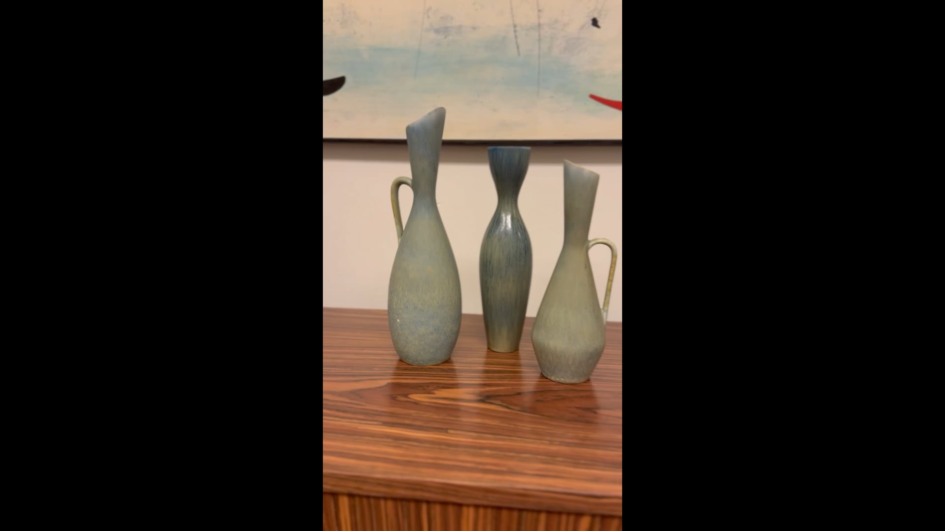 Vase Vintage Céramique Carl-Harry Stålhane Pour Rörstrand - Années 50, émail Mat Marron/gris, Suède