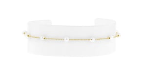 3-3.5mm Cultured Pearl Station Bracelet in 14kt Yellow Gold