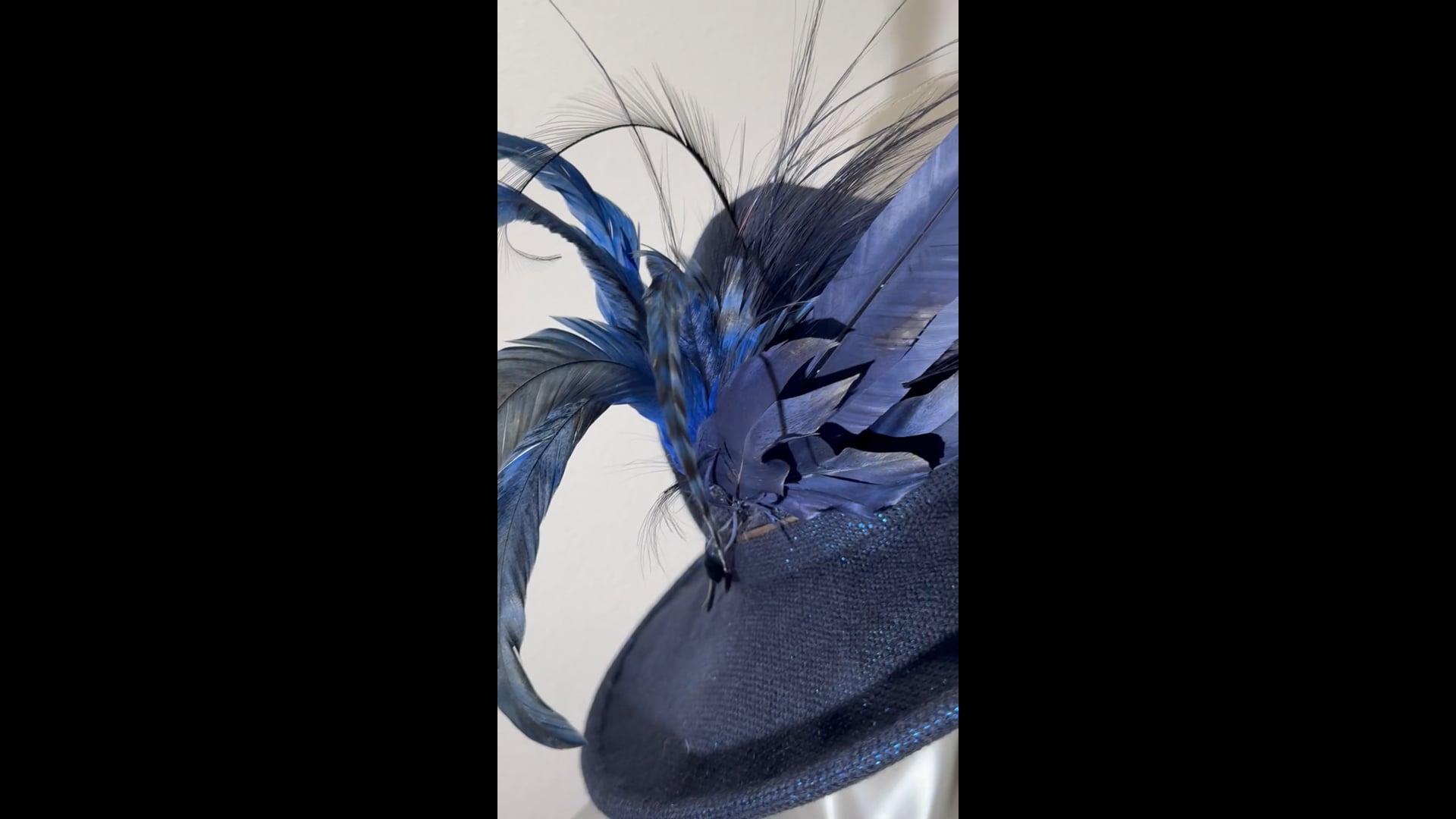 Suzanne Couture Millinery Handmade Hat with Feather. Steel blue. Suzanne Couture Millinery, by Alexandra Bell  main image 2