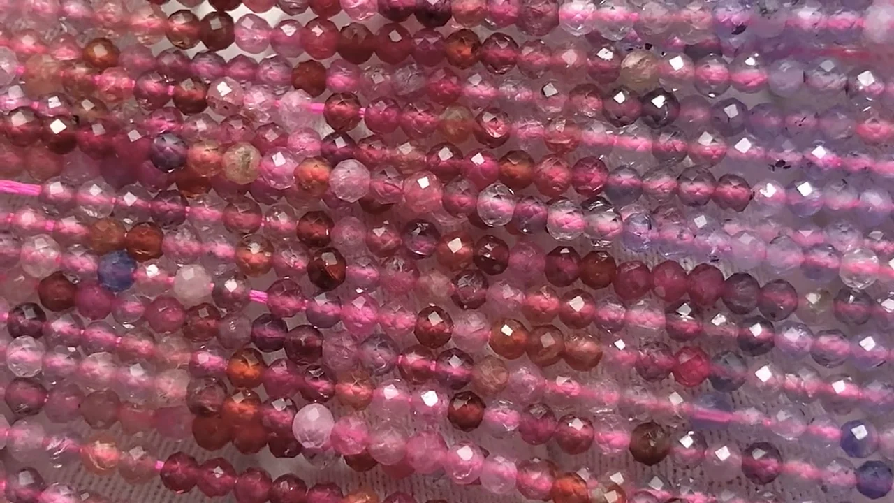 マルチカラースピネル ラウンドカット2mm カラーグラデーション 1連