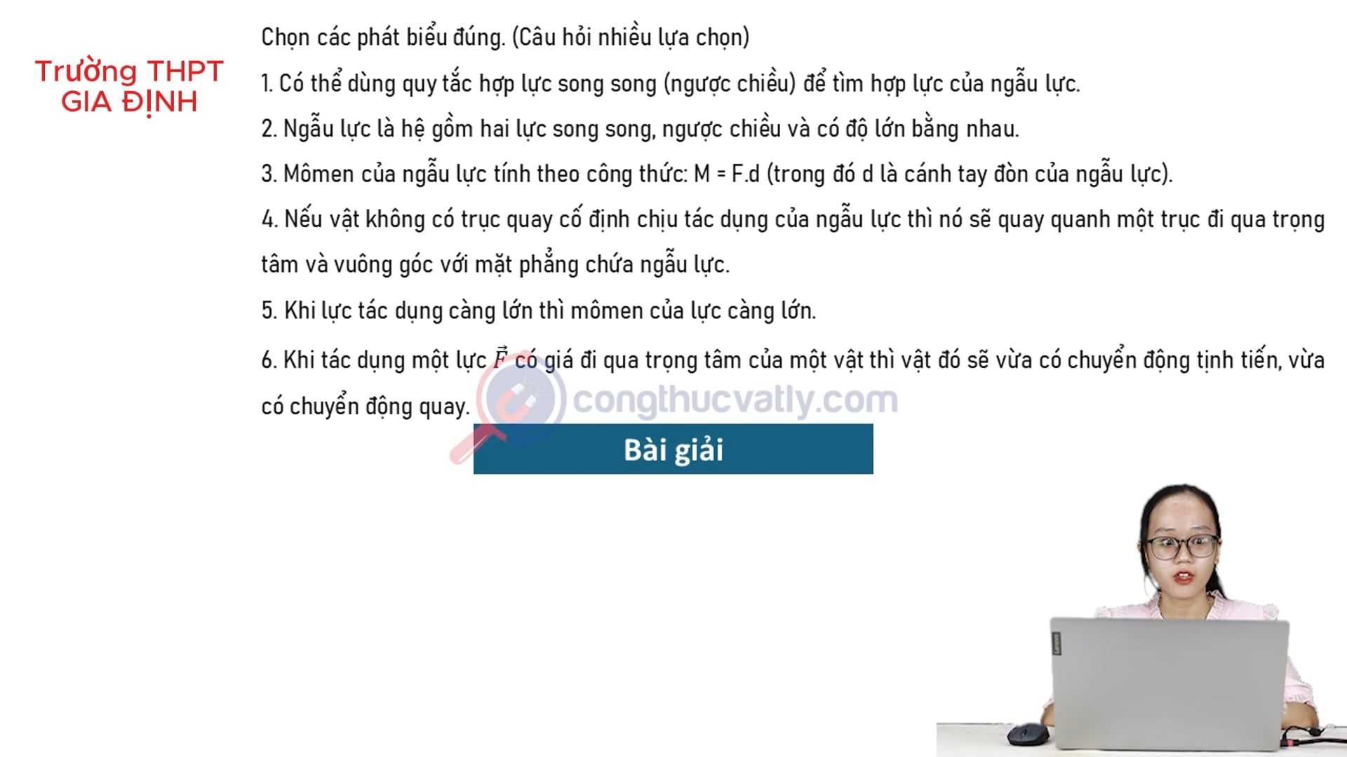 Chọn phát biểu đúng. (Câu hỏi nhiều lựa chọn). Đặc điểm của moment lực và moment ngẫu lực từ.