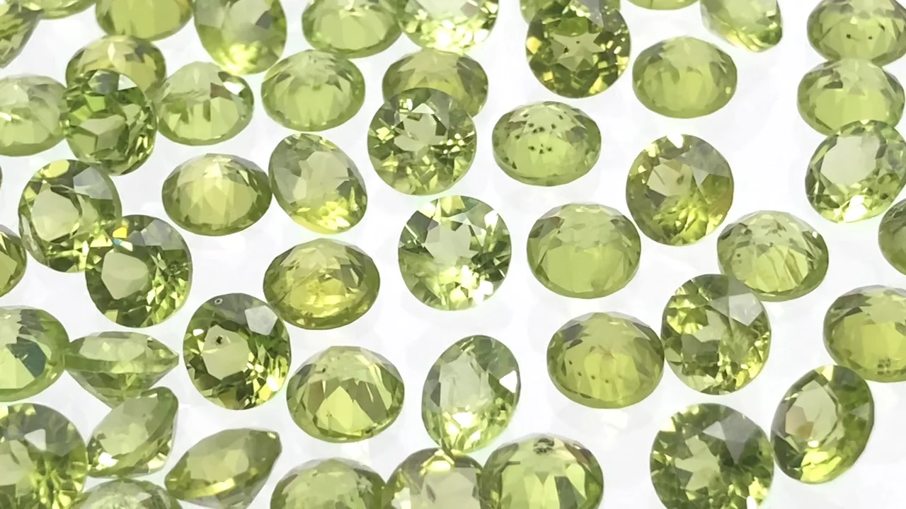 ペリドット ルース ラウンドファセットカット6×6mm 2粒｜天然石ビーズ