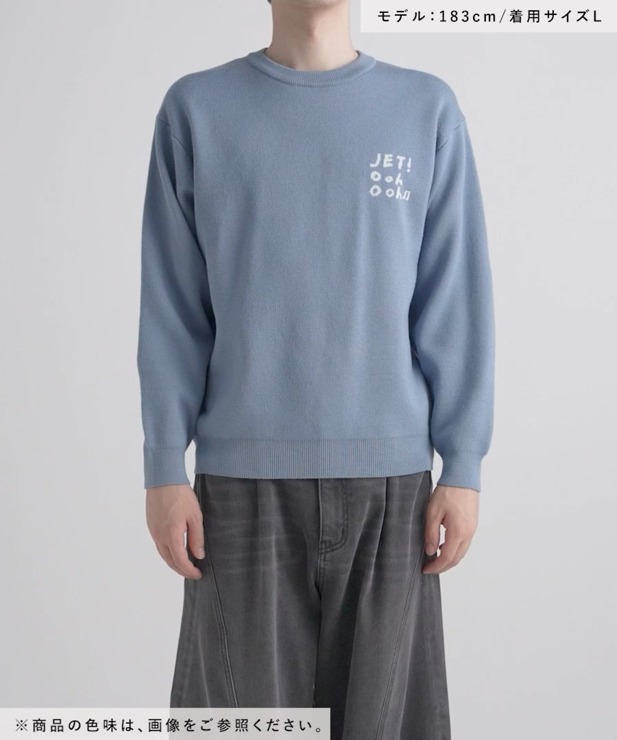 Shiomi Wada(シオミ ワダ)】イラストジャガードニットプル