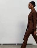Video: Brown jacquard high rise flare pants