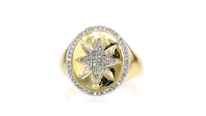 .25 ct. t.w. Diamond Starburst Signet Ring in 14kt Yellow Gold