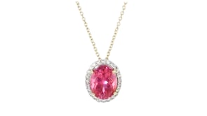 1.70 Carat Pink Tourmaline Pendant Necklace with .14 ct. t.w. Diamonds in 14kt Yellow Gold