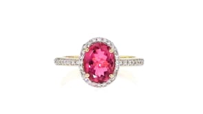 1.70 Carat Pink Tourmaline Ring with .24 ct. t.w. Diamonds in 14kt Yellow Gold