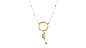 14kt Yellow Gold Champagne Flute Charm with Diamonds