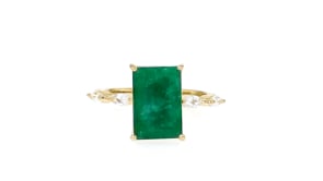 5.50 Carat Emerald and .50 ct. t.w. White Topaz Ring in 18kt Gold Over Sterling