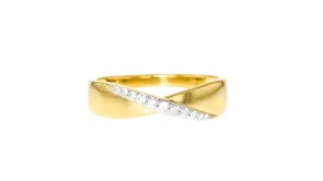 .10 ct. t.w. Diamond Diagonal Ring in 18kt Gold Over Sterling