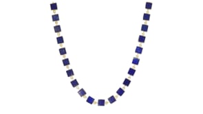 Lapis Station Necklace in 18kt Gold Over Sterling