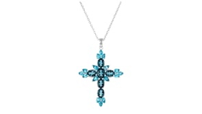 7.10 ct. t.w. London and Swiss Blue Topaz Cross Pendant Necklace in Sterling Silver