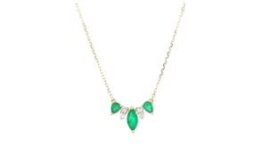 .50 ct. t.w. Emerald and .10 ct. t.w. Diamond Necklace in 14kt Yellow Gold