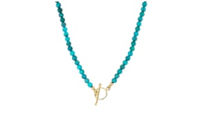 3.5-4mm Turquoise Bead Charm-Compatible Toggle Necklace in 18kt Gold Over Sterling