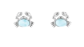 Larimar Crab Stud Earrings in Sterling Silver