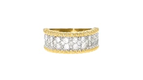 1.00 ct. t.w. Diamond Beaded-Edge Ring in 18kt Gold Over Sterling