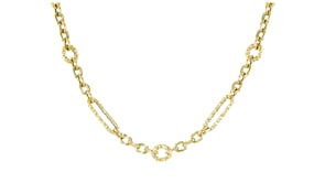 Italian 14kt Yellow Gold Alternating Cable and Paper Clip Link Necklace