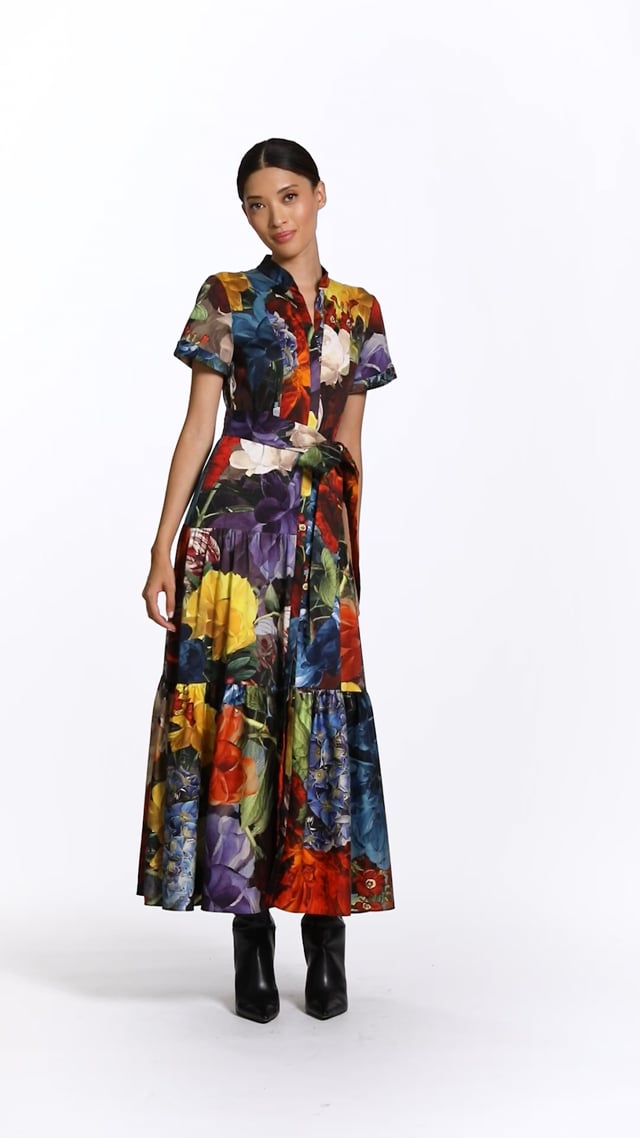 LUCY MIDI SHIRT DRESS in FLOURISH LG | ALICE + OLIVIA
