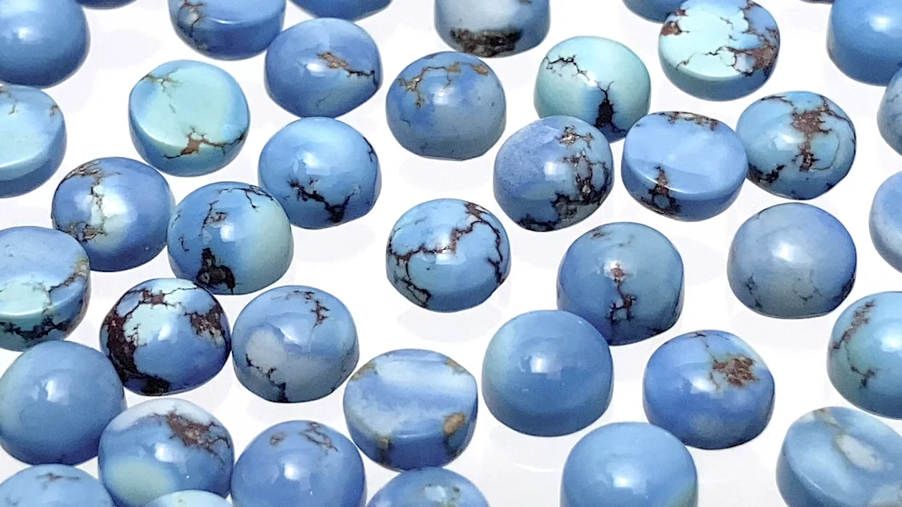 ゴールデンヒルターコイズ ラウンド カボション6×6mm 2個｜天然石