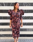 Video: Printed midi dress in brown tones