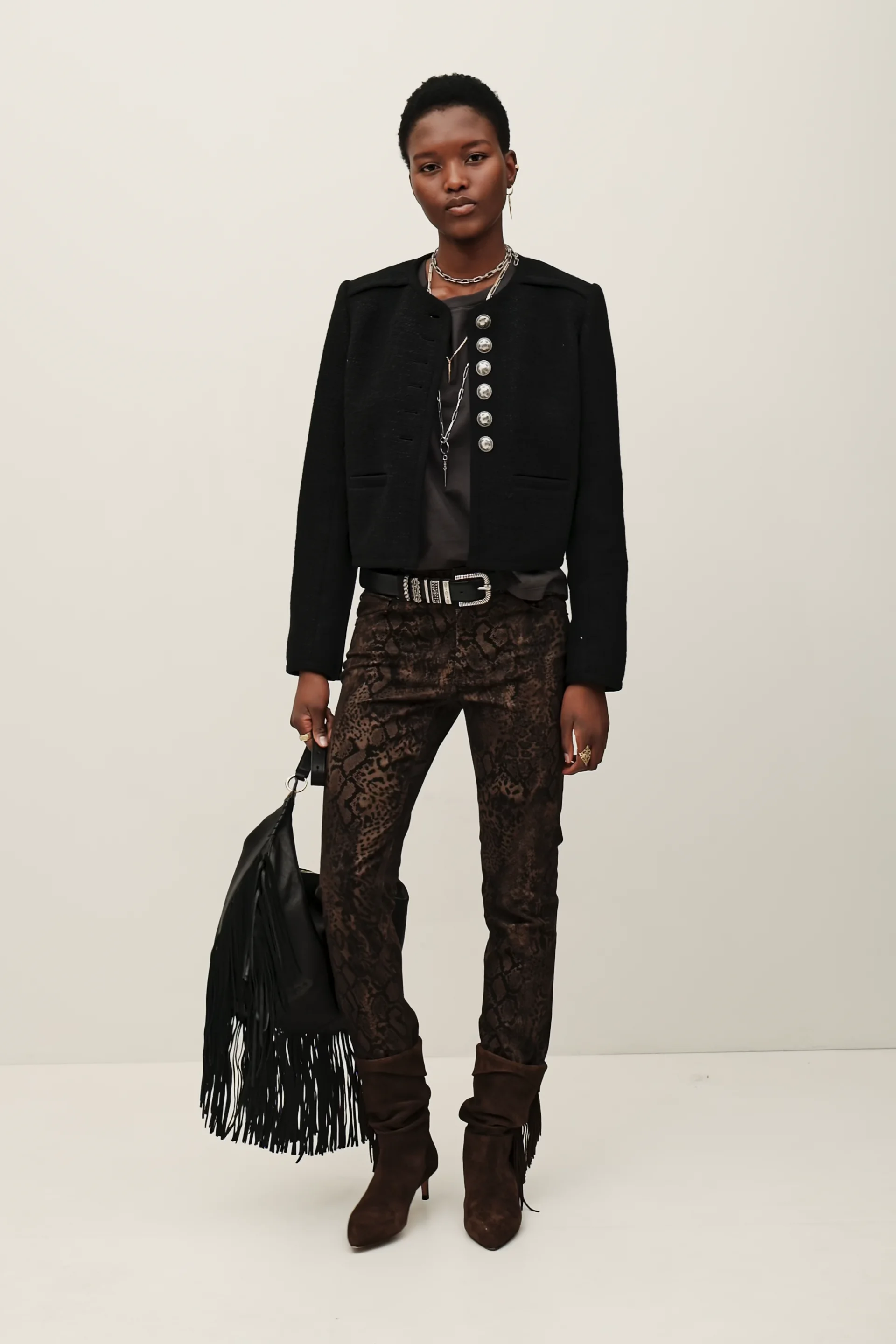 Fringed Tweed Jacket Polie Black // ba&sh US