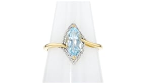 1.20 Carat Sky Blue Topaz Ring with .13 ct. t.w. Diamonds in 10kt Yellow Gold