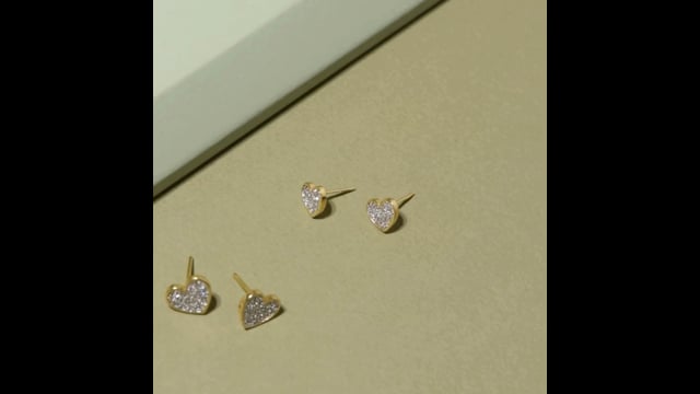 Brinco Coração de Brilhantes em Ouro 18k Médio