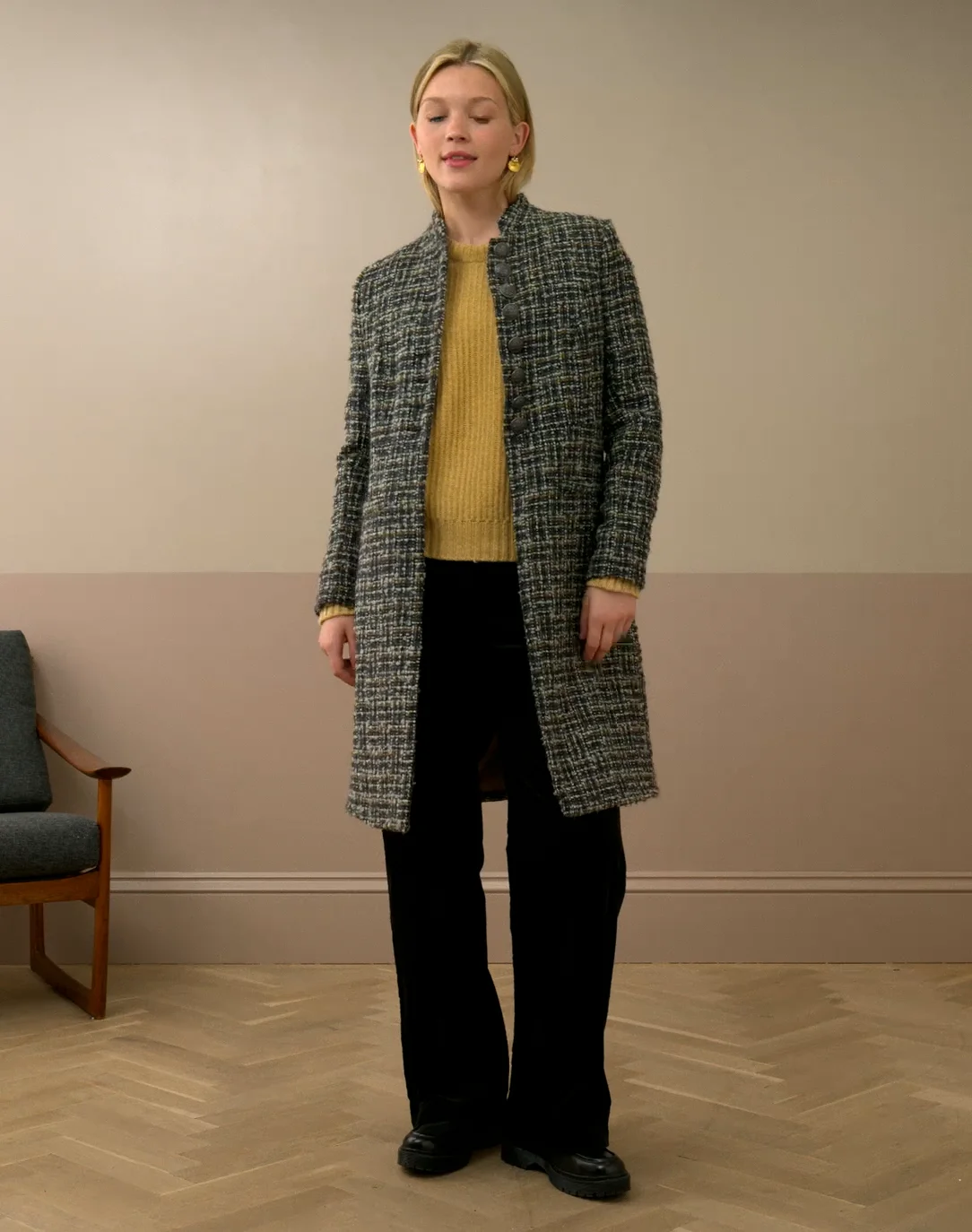 Scottish Mohair Wool Coat in Lichen | Brora Sale