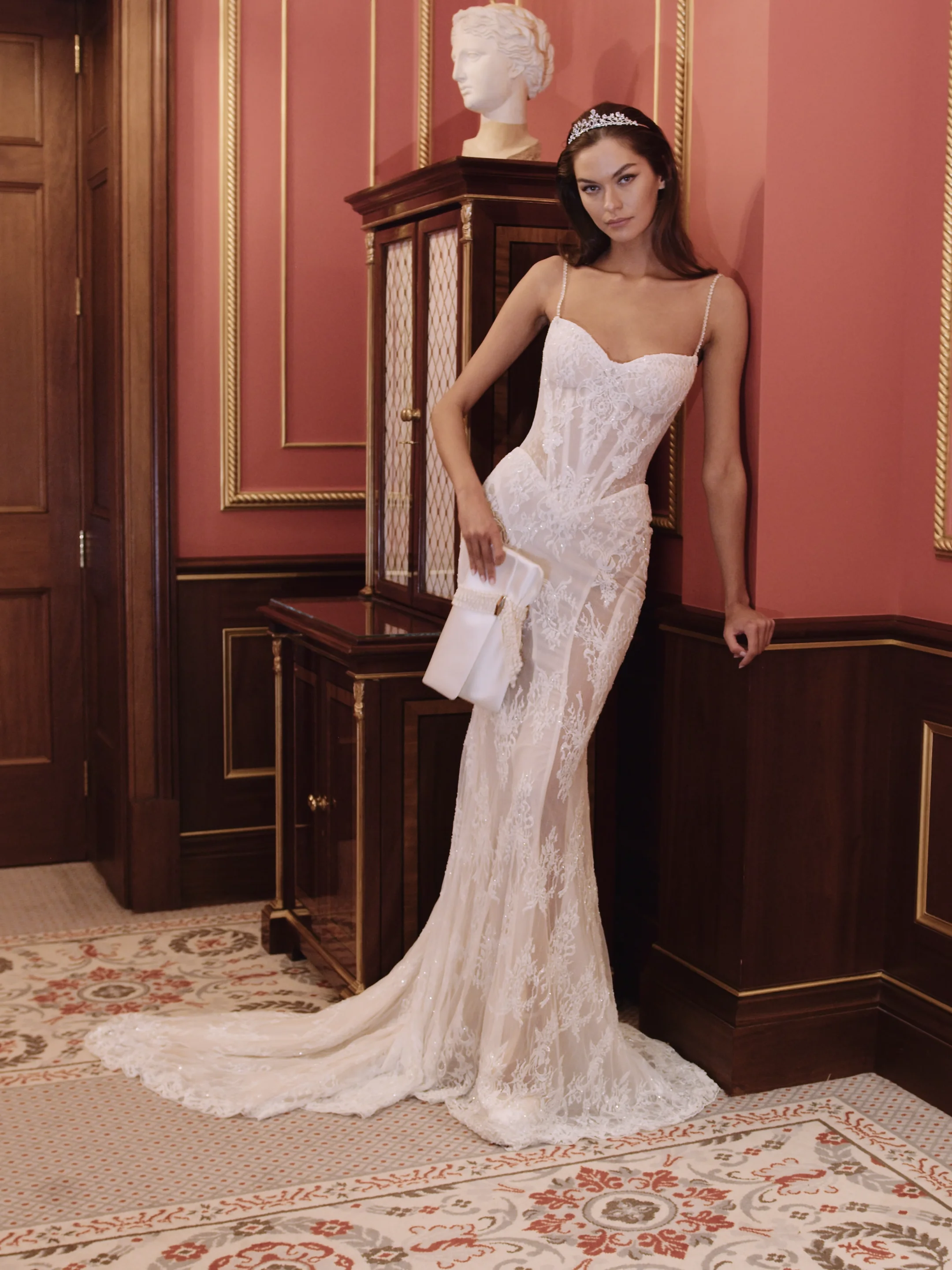 chinese dress ladies Amelie White Lace Strapless Satin Dress