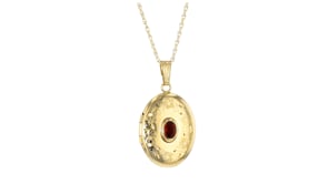 .50 Carat Garnet Oval Floral Locket Necklace in 14kt Yellow Gold