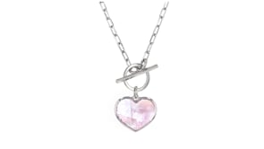 Italian Pink Mother-of-Pearl Heart Toggle Necklace in Sterling Silver