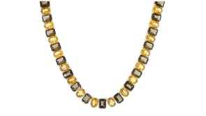 40.00 ct. t.w. Smoky Quartz and 35.00 ct. t.w. Citrine Necklace in 18kt Gold Over Sterling