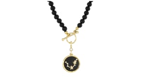 Onyx Reversible Zodiac Charm with Lab-Grown Diamonds in 18kt Gold Over Sterling