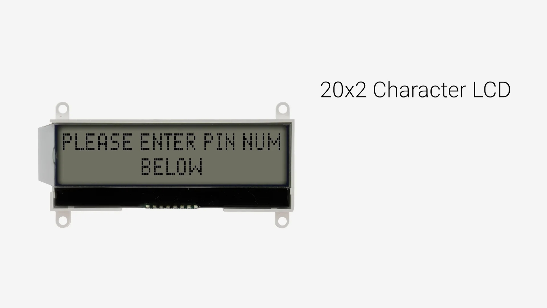 20x2 Character COG LCD | FSTN+ Display with Mounting Holes