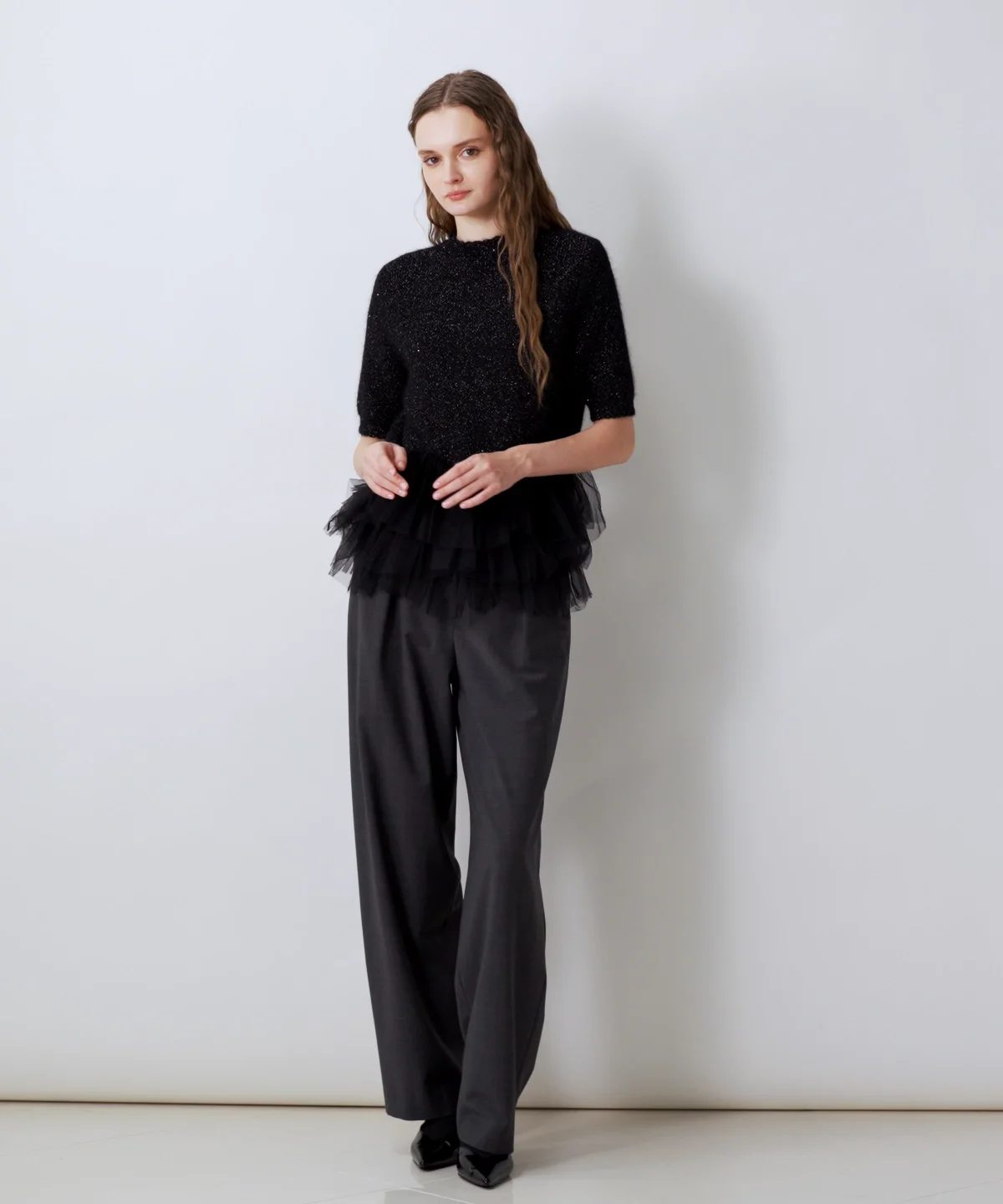 Sov. / フリルチュールペプラムニット TOPS Night STORE | ダブル