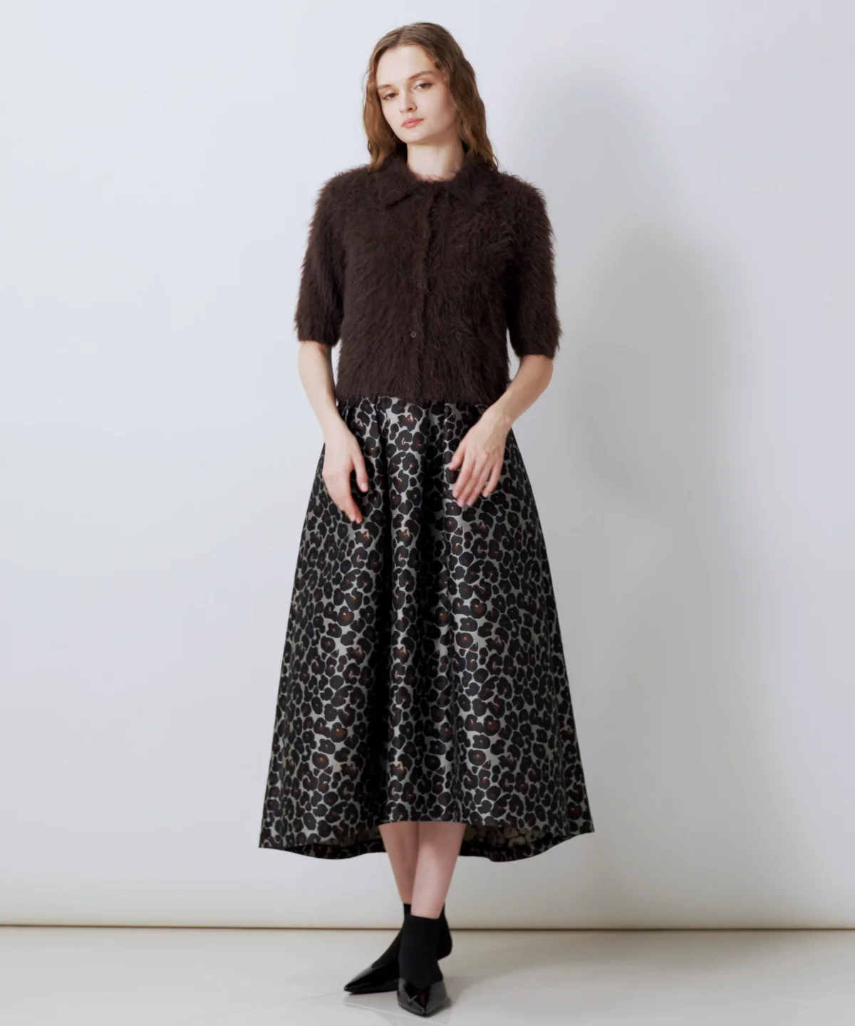 Sov. / ヒョウ柄ジャガードスカート BOTTOMS Night STORE | ダブル